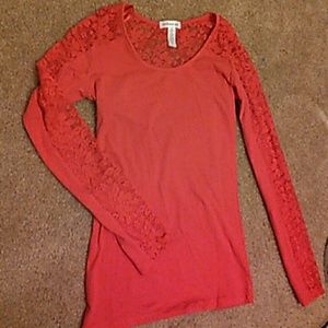 Partial lace form fitting top