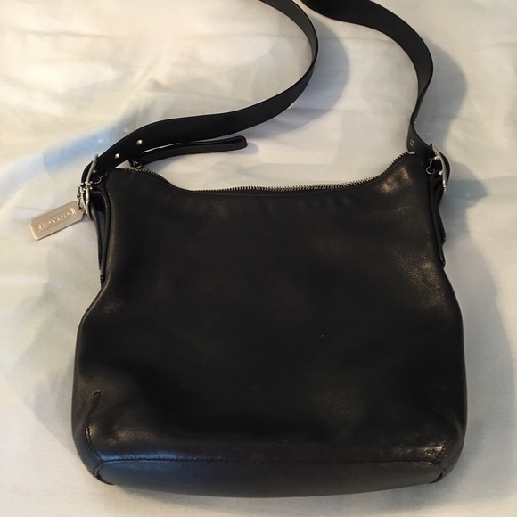 Black Leather Coach Cross body Handbag