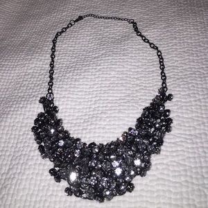 Aqua clustered beaded bib necklace