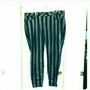 BLUE SILVER METALLIC 20 PLUS SIZE STRIPED JEANS