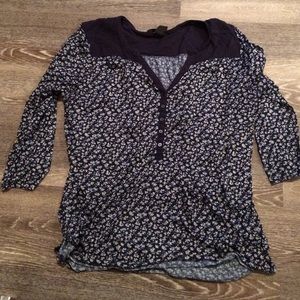 Navy blue floral quarter sleeve