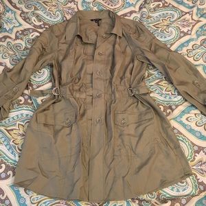 Adorable army green waist adjustable nylon jacket