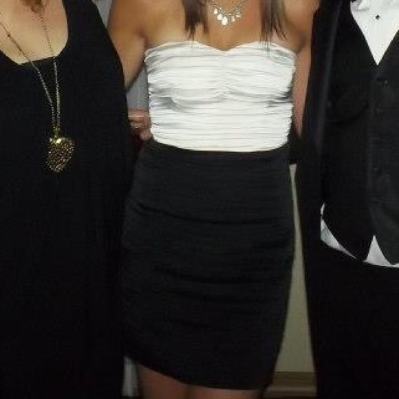 Express black & white strapless dressy dress