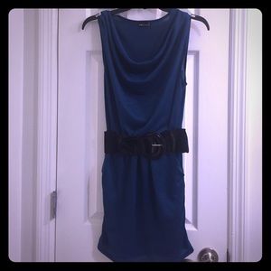 Cowl neck mini dress with pockets