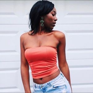 Orange tube top and collar