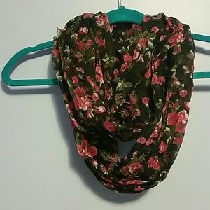 Black floral infinity scarf
