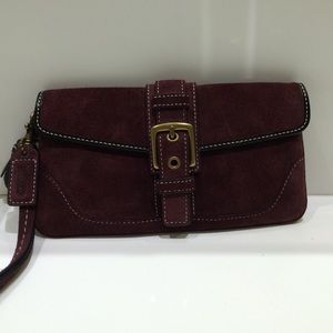 Coach Suede Burgundy Wristlet
