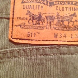 Green khaki Levi pants jeans mens 34x34