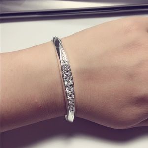 Rhinestone silver cuff adjustable