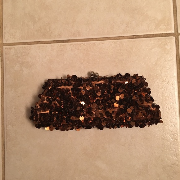 Brown sequin evening bag - Picture 1 of 3