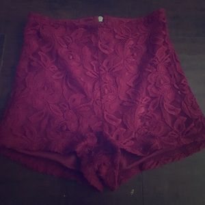 Red lace high wasited shorts