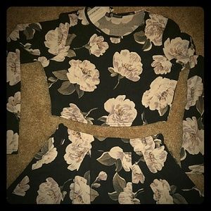 Rose Floral top and skater co-ord set