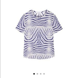 Equipment 100% silk purple zebra print top, S/P