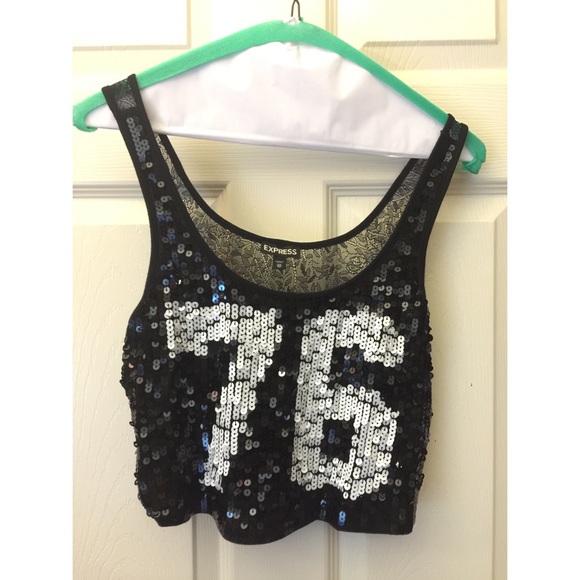 Express Tops - Express Sequin crop top.
