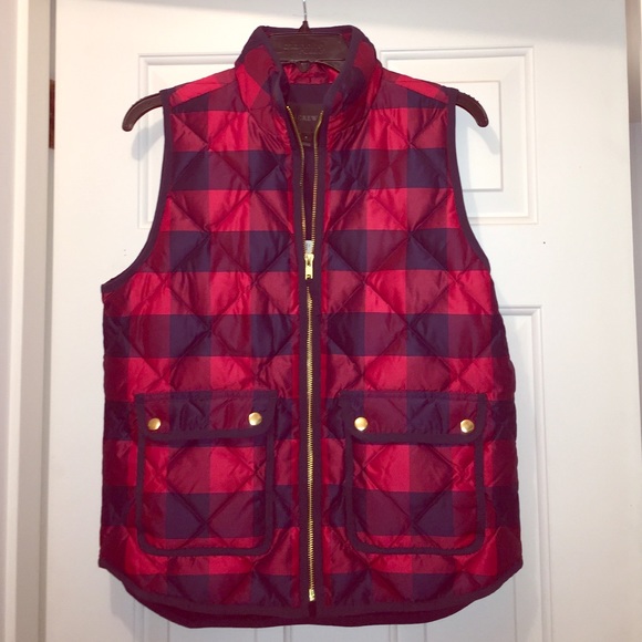 Red and navy plaid vest