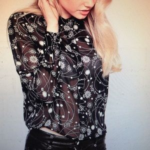 Sheer Crop Button-Up