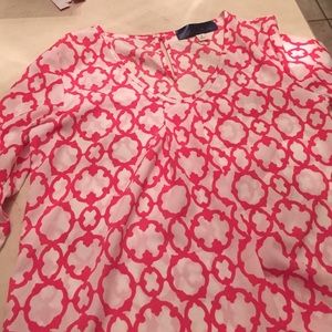 Blouse, half sleeve, pink print