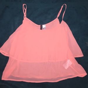 Pink, layered spaghetti strap top.