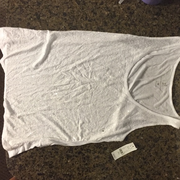 White NY&Co Sequin Tank Top