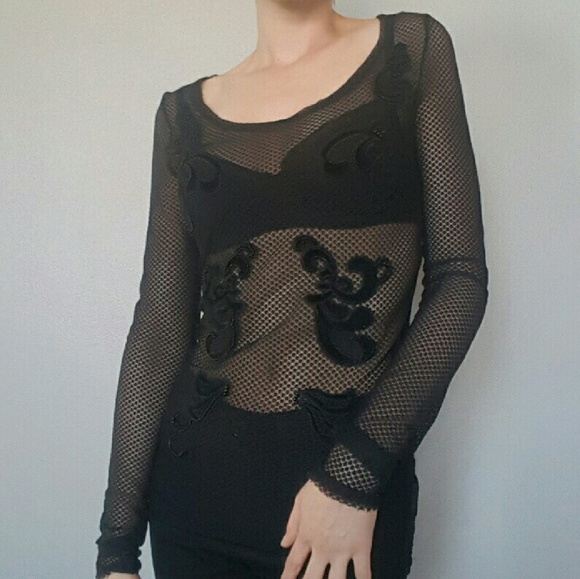 Free People Tops - Free People Embellished Fishnet Layering Top