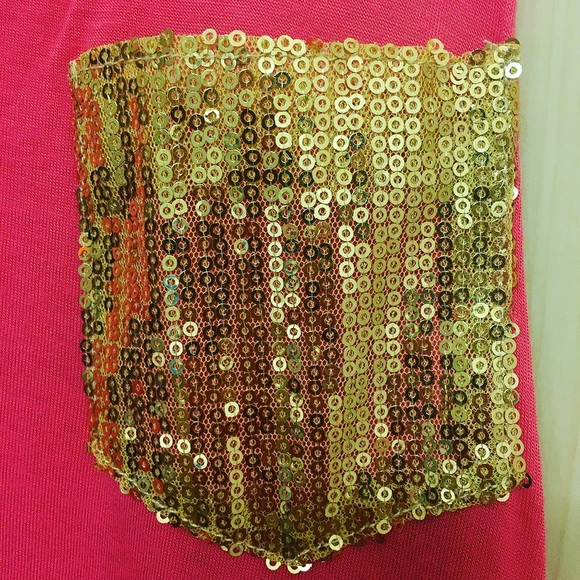 Abbey Dawn Bright Coral Sequin Pocket Tank Top - Picture 3 of 3