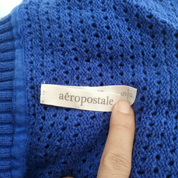 Royal blue knitted short sleeves sweater - Picture 3 of 4