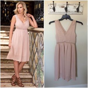 NWT Lacey baby doll v neck blush dress