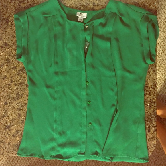 Green, Worthington Button-Up Blouse