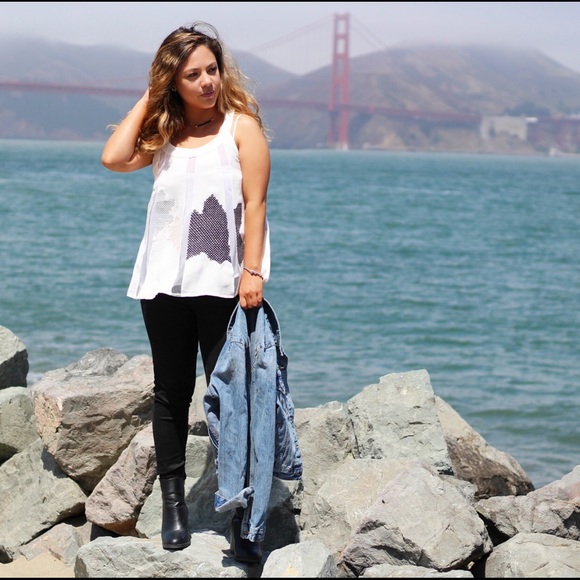 Monika Rose SF Tops - Mesh Design Print Top