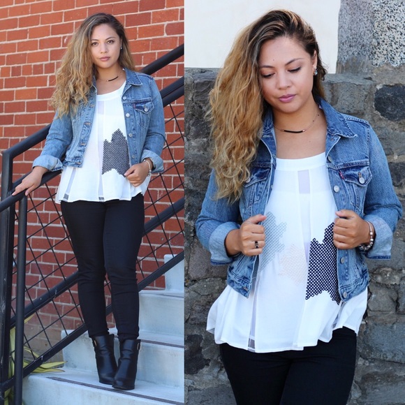 Mesh Design Print Top - Picture 2 of 4