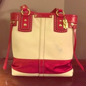 COACH Satin Stripe Tote Handbag