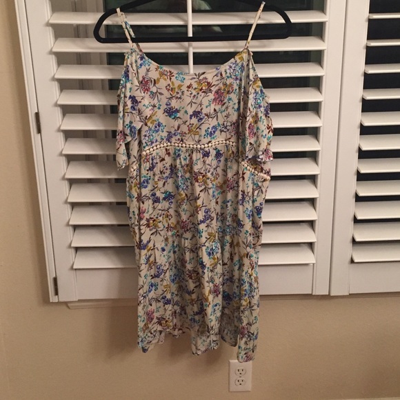 Floral cold shoulder dress