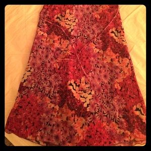 Pink floral print skirt