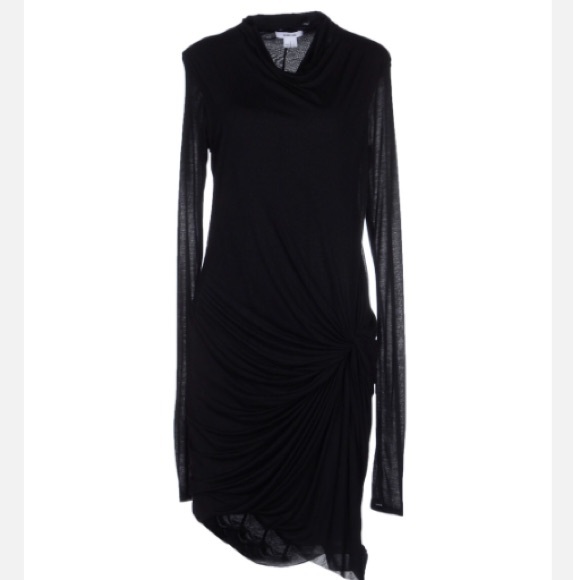 HELMUT LANG Asymmetrical Jersey Dress Black Small - Picture 3 of 3
