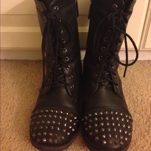 Black studded combat boots