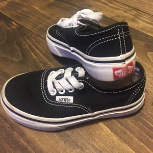 Black and white authentic toddler Vans