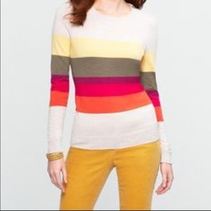 Talbots Colorblock Striped Shoulder Zip Sweater