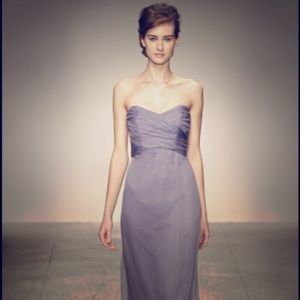 Amsale Strapless Slate Crinkle Chiffon Gown G629C