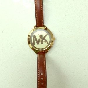 Michael Kors 'Slim Runway' leather watch