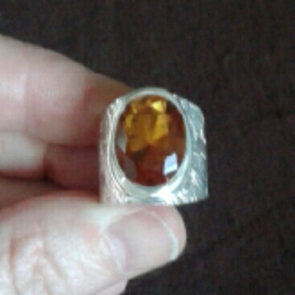 SALE New Artisan Natural GoldenTopaz Solid 925S Rg - Picture 1 of 3