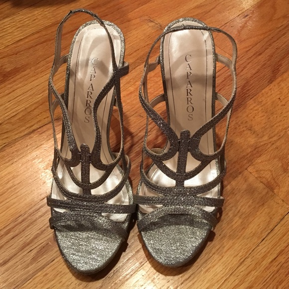 caparros silver high heels