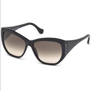 Women's BA22 Black Leather Fashion Sunglasses 58mm