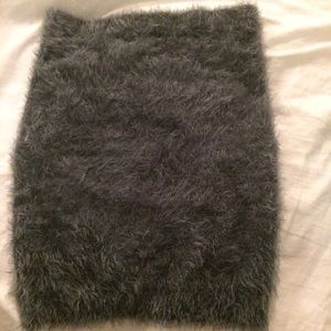 Fuzzy Gray Mini Skirt