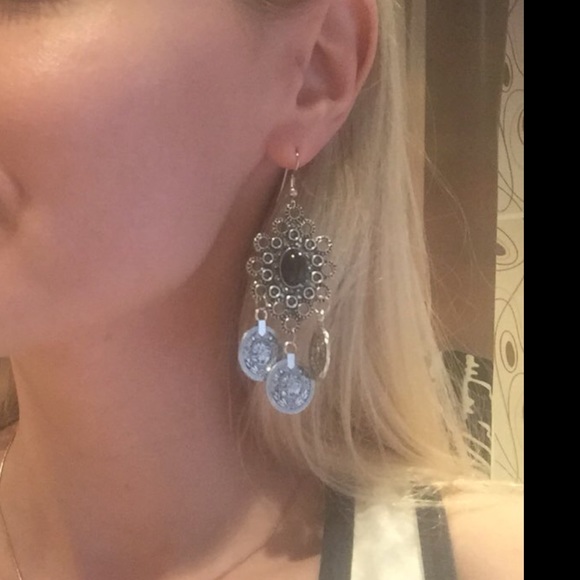 Vintage Antique Silver Turkish Coin earrings - Picture 2 of 4