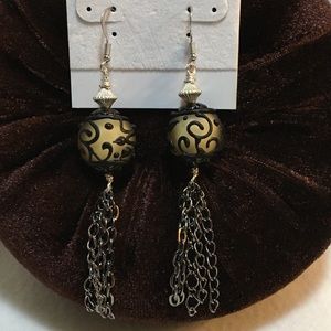 Chain Tassel Earrings lamp work beads Sterling