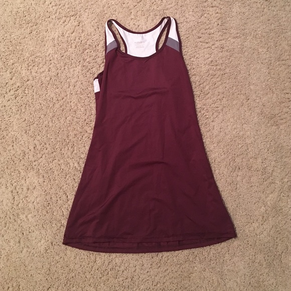 Maroon with gray and white tennis dress