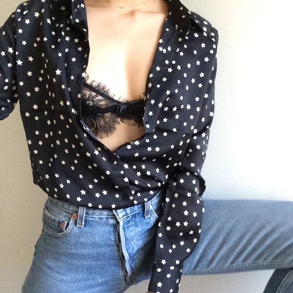 Black Lace Deep V Bralette Lace Trim Bra - Picture 4 of 4