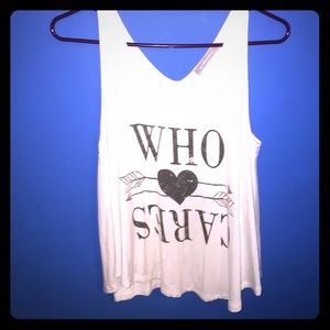 Who cares worded shirt