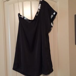 Rue 21 one shoulder black top.