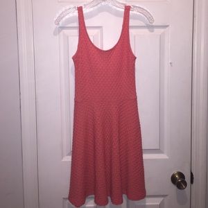 coral textured skater dress